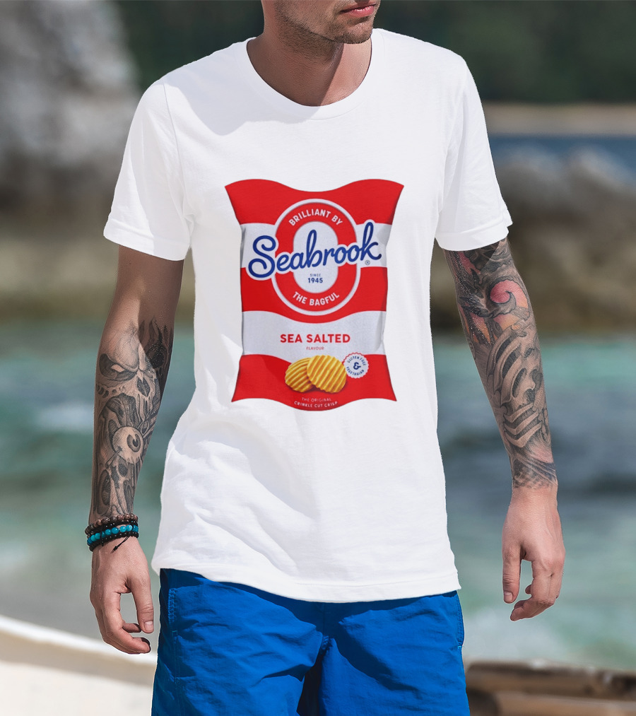 Seabrook Brilliant By The Bagful Sea Salted Flavour Since 1945 Crinkle Cut Crisps Gluten Free Vegetarian T-Shirt