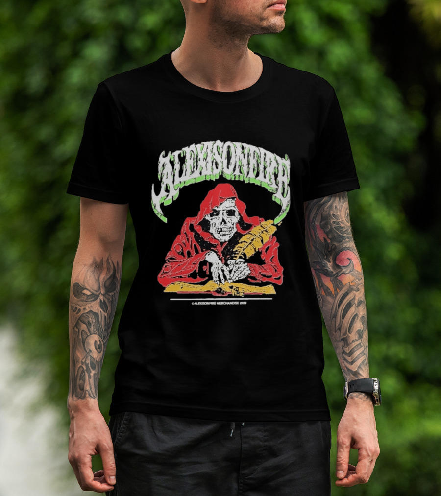 Alexisonfire Skelwrite Grim Reaper Scribe With Quill T-Shirt