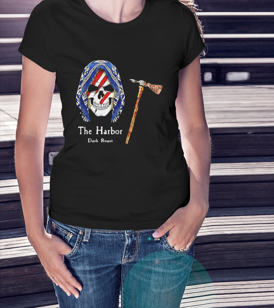 America Skull The Harbor Dark Roast Tomahawk T-Shirt