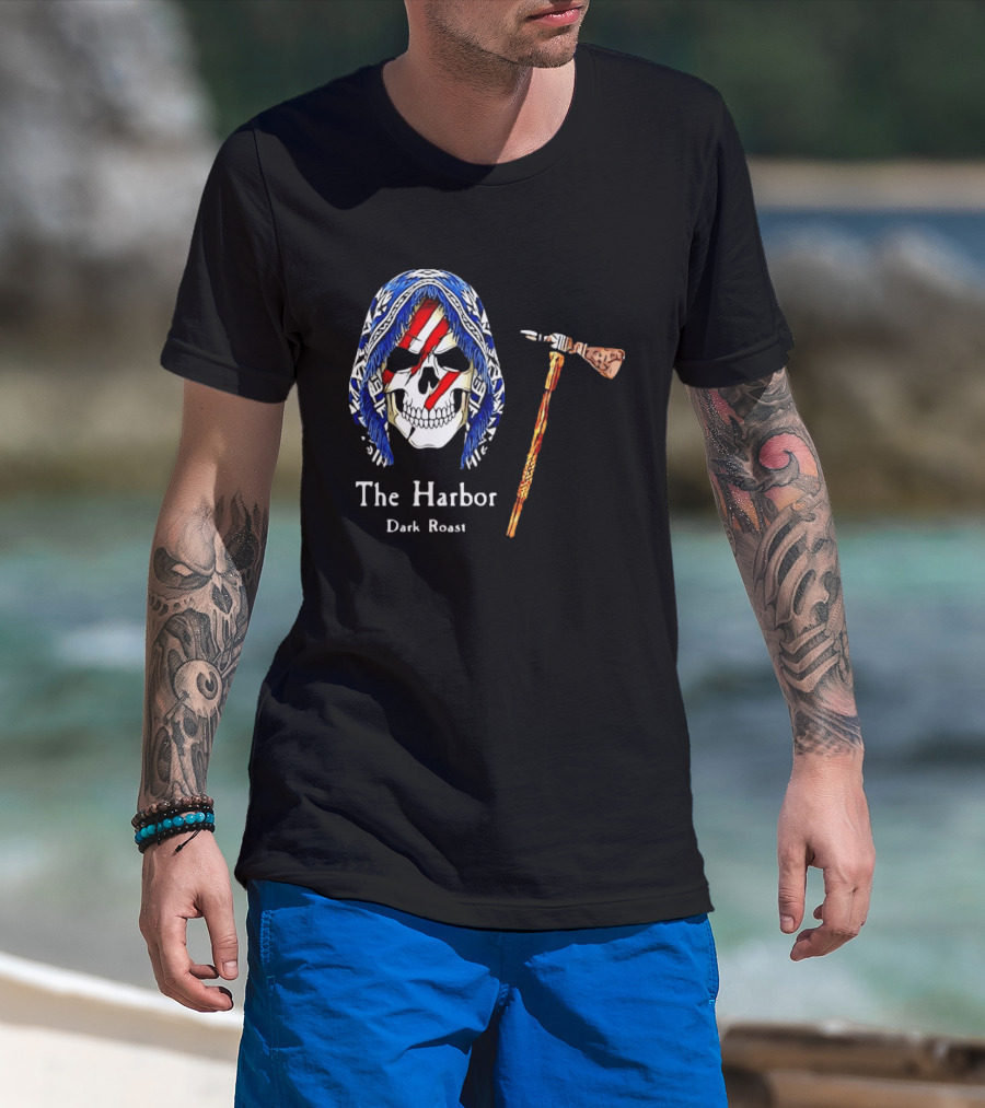 America Skull The Harbor Dark Roast Tomahawk T-Shirt