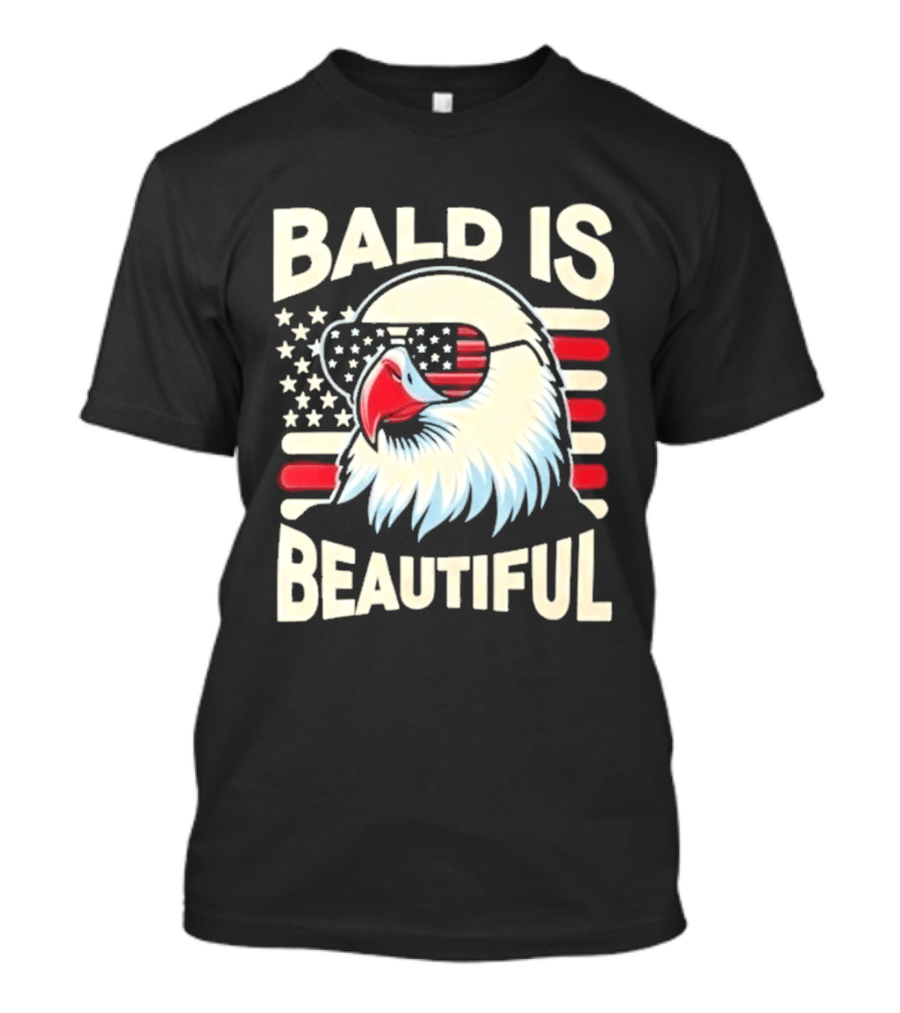 Bald Is Beautiful USA Patriotic Eagle Stars And Stripes T-Shirt