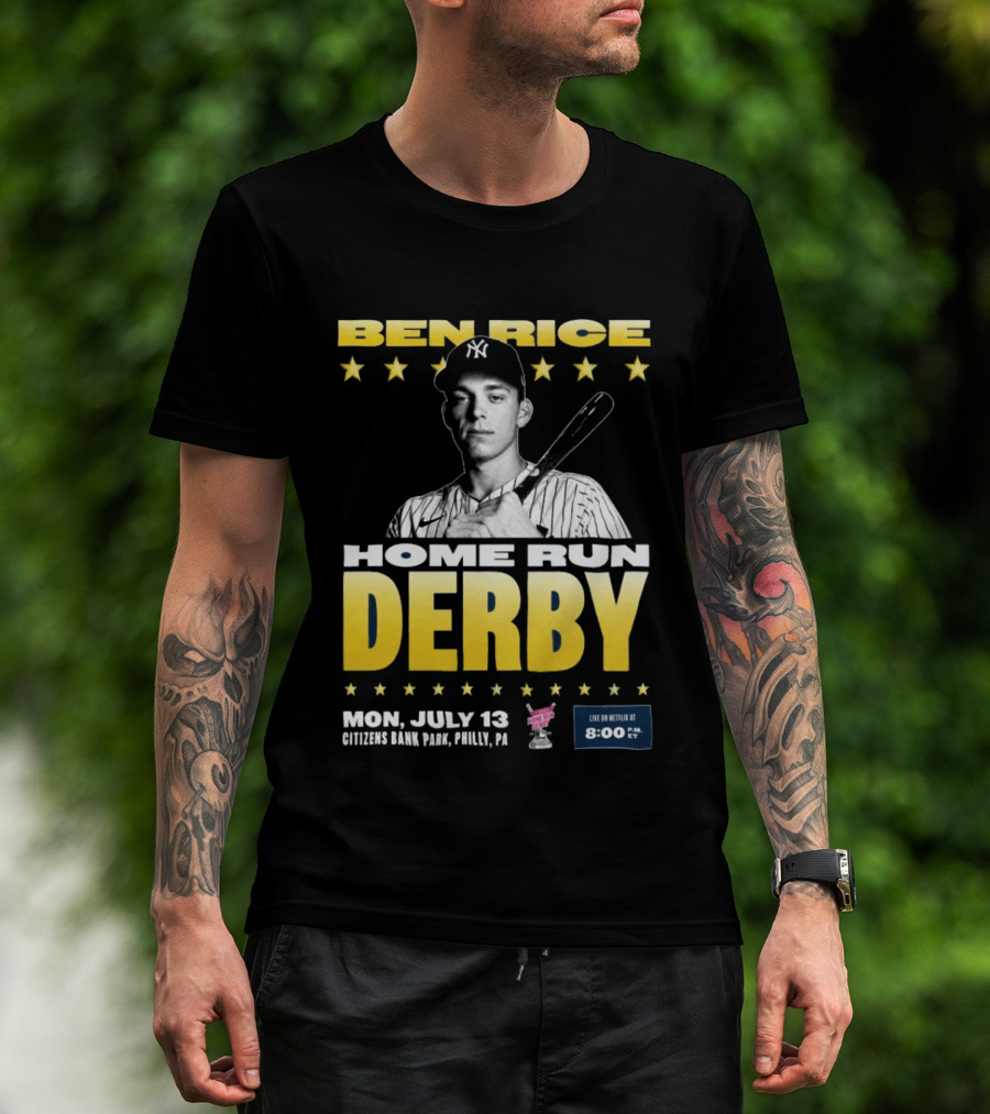 Ben Rice Home Run Derby July 13 Citizens Bank Park Philly Netflix 8 PM T-Shirt
