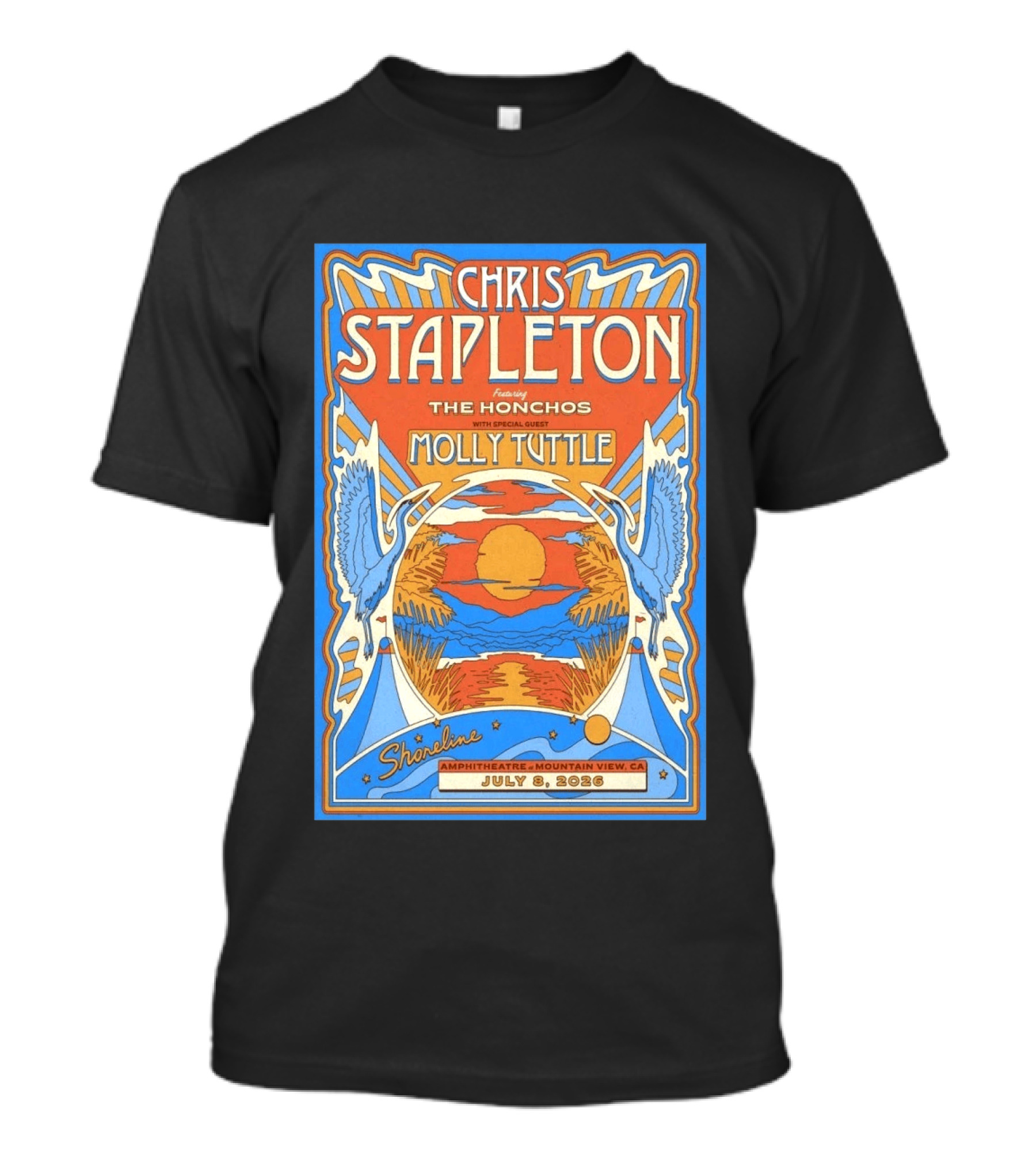 Chris Stapleton Featuring The Honchos Molly Tuttle Shoreline Amphitheatre Mountain View CA July 8 2026 T-Shirt
