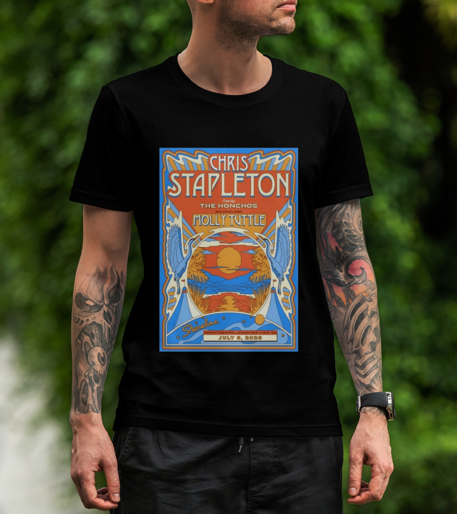 Chris Stapleton Featuring The Honchos Molly Tuttle Shoreline Amphitheatre Mountain View CA July 8 2026 T-Shirt