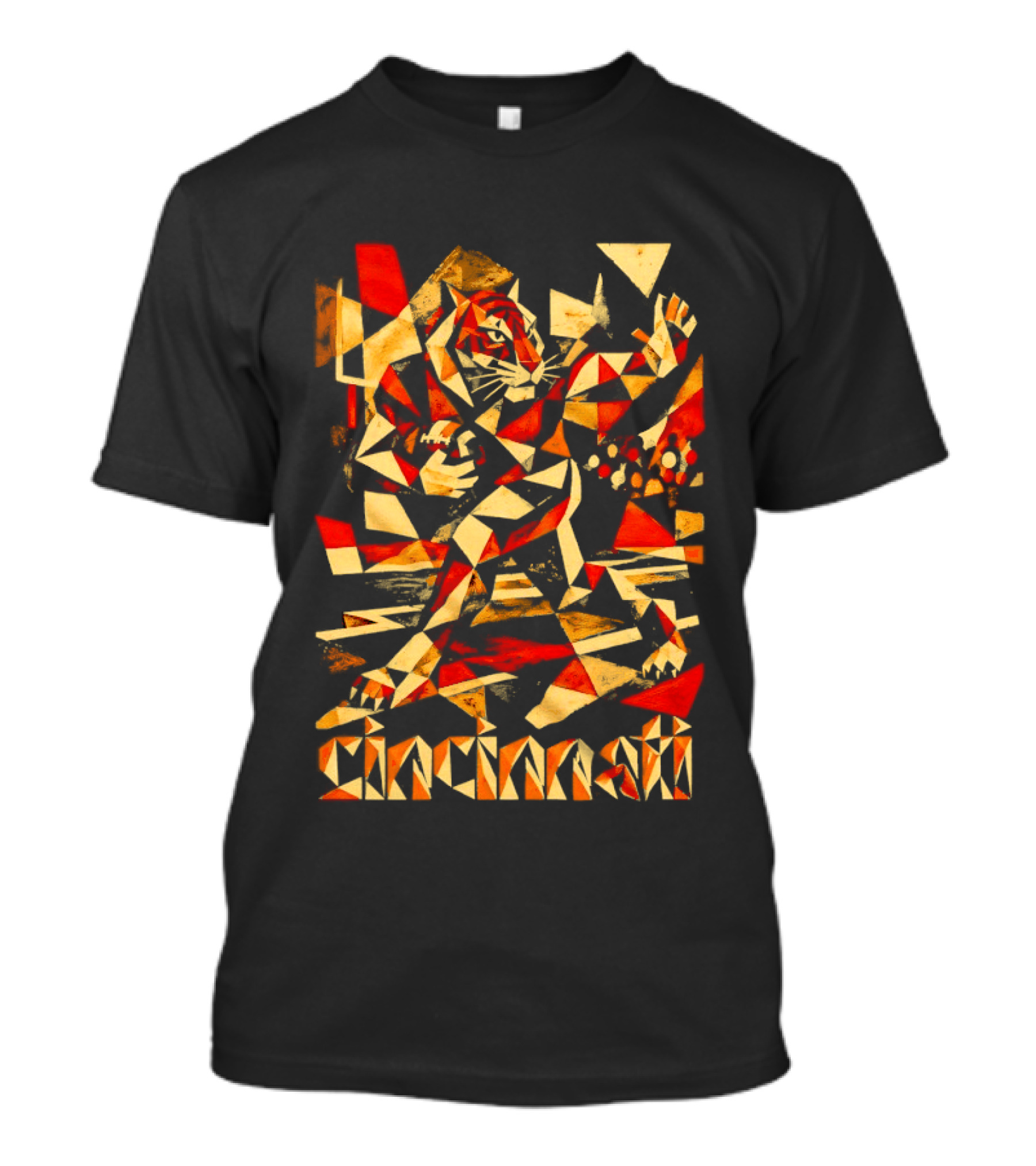 Cincinnati Bengals Tiger Geometric Football T-Shirt