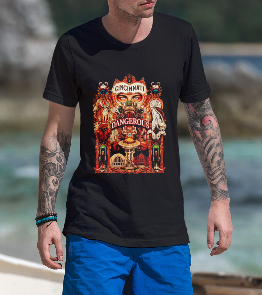 Cincinnati Dangerous Tigers Ornate Art Deco T-Shirt