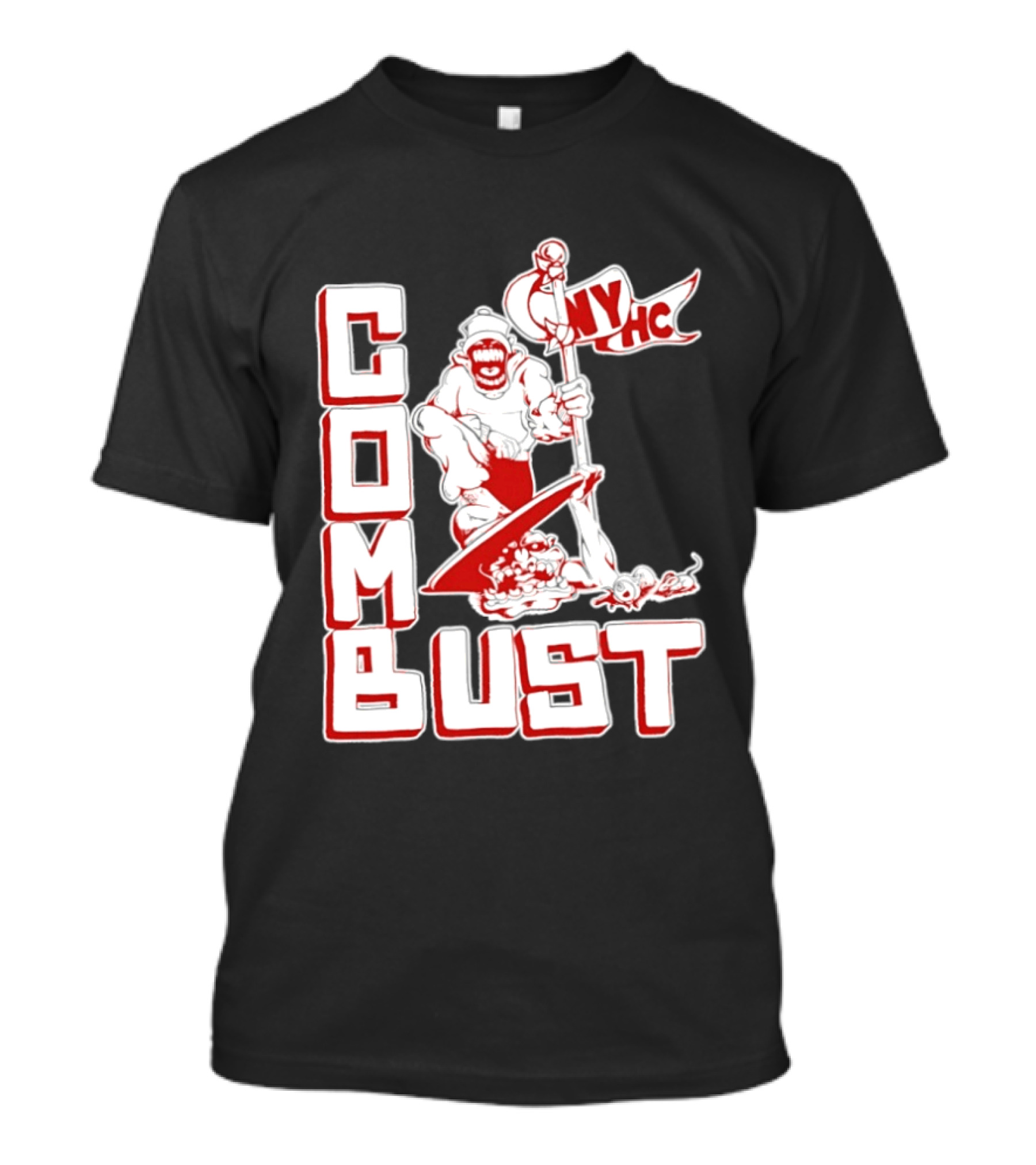New York Hardcore Combat Bust NYHC Monster Flag T-Shirt