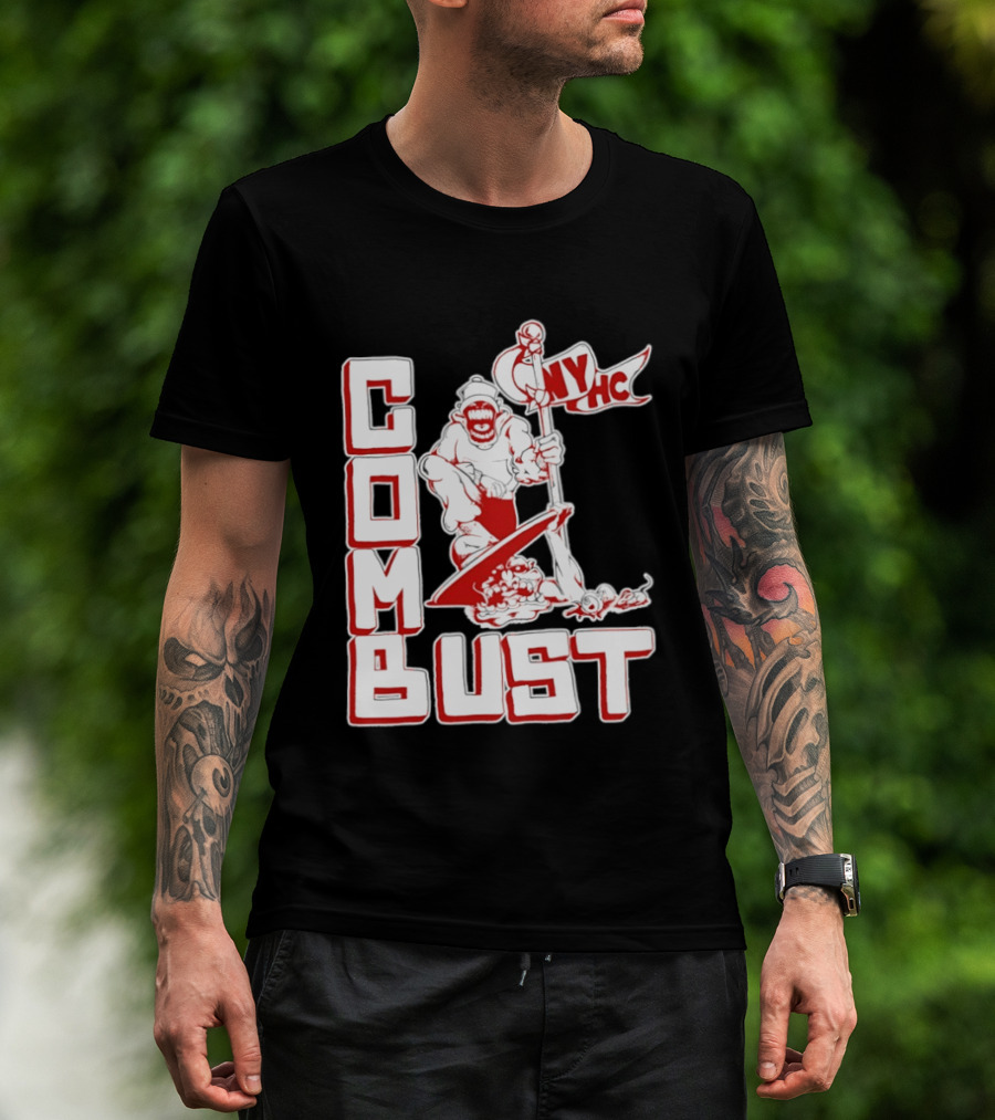 New York Hardcore Combat Bust NYHC Monster Flag T-Shirt