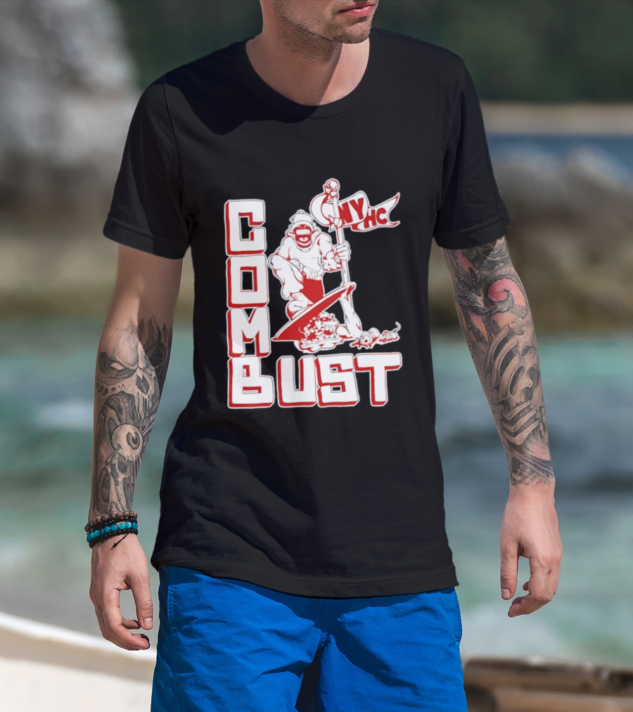 New York Hardcore Combat Bust NYHC Monster Flag T-Shirt