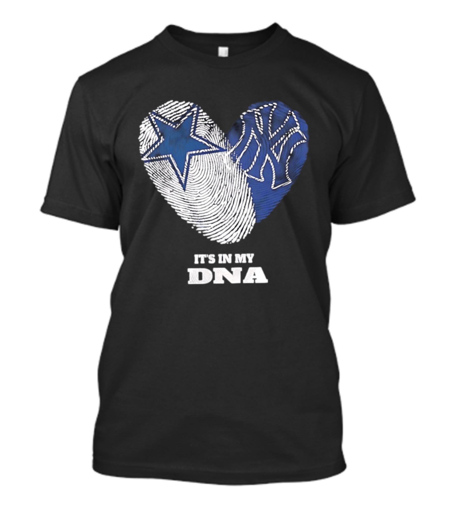 Dallas Cowboys New York Yankees It's In My DNA Fingerprint Heart T-Shirt