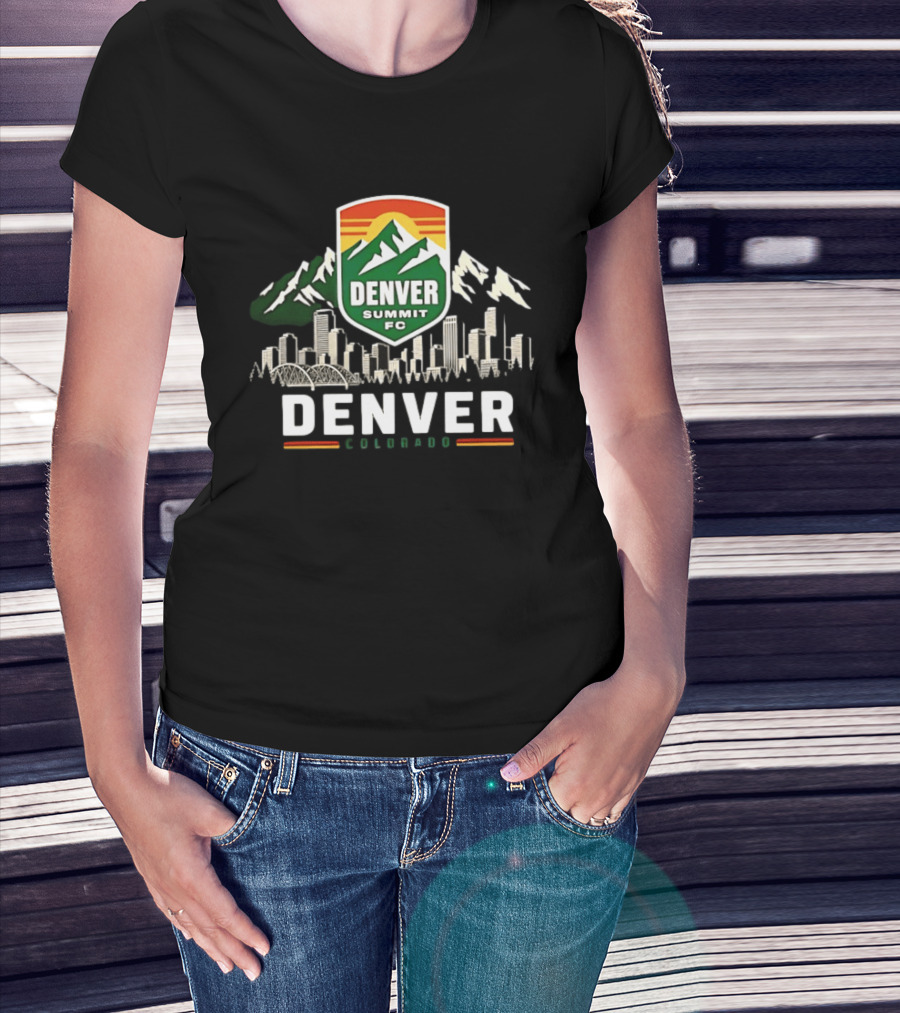 Denver Summit FC Skyline Denver Colorado City Mountains T-Shirt