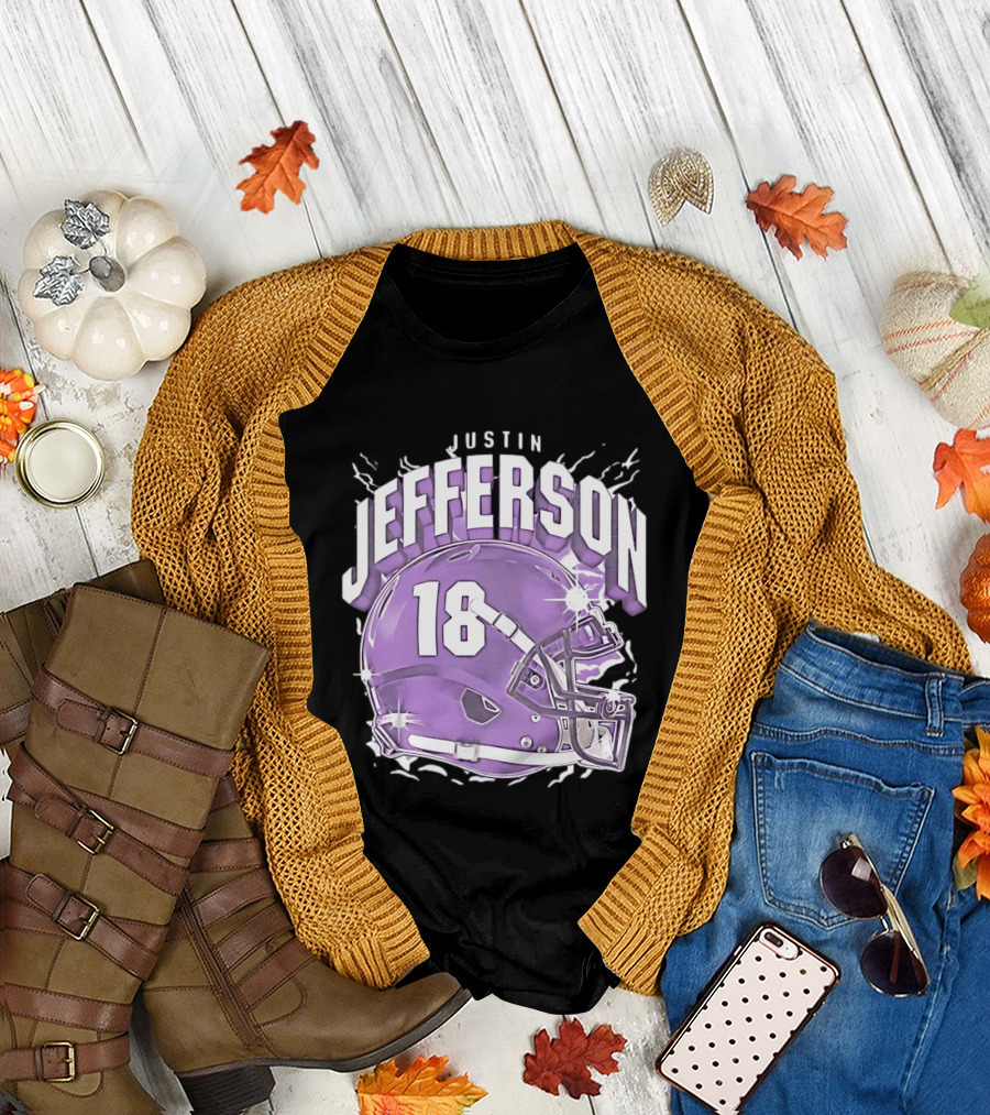 Justin Jefferson 18 Minnesota Vikings Helmet T-Shirt