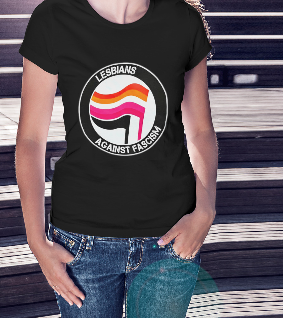 Lesbians Against Fascism Lesbian Flag Circle T-Shirt