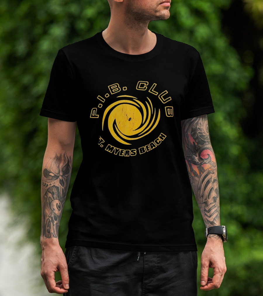P.I.B. Club Ft Myers Beach Distressed Vintage Style Spiral T-Shirt