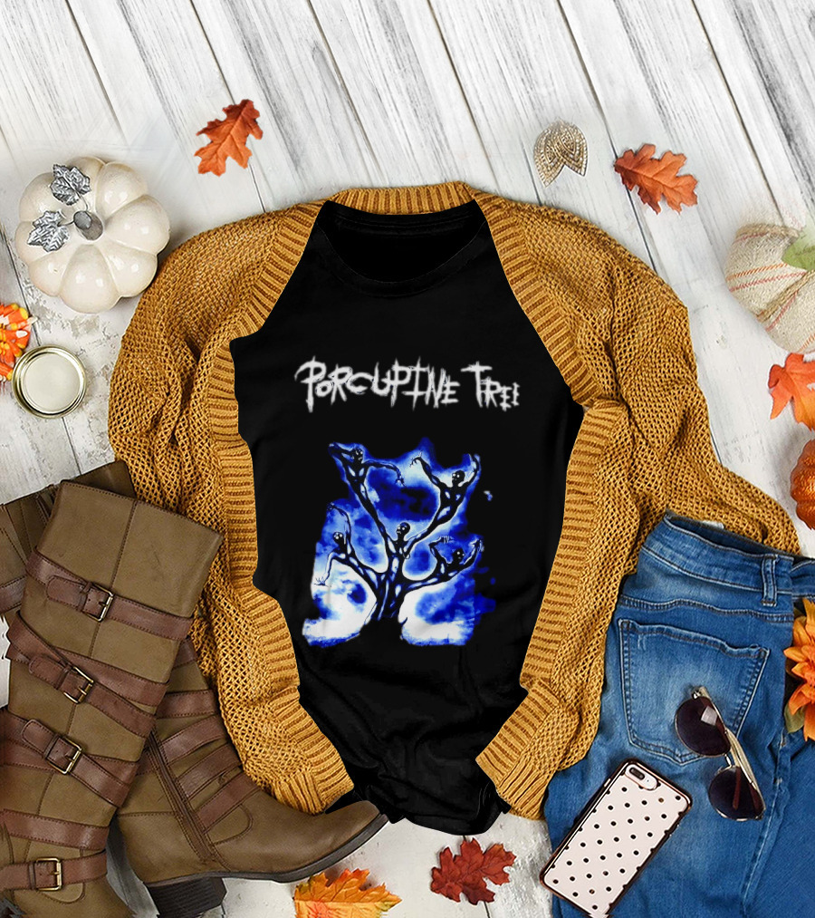 Porcupine Tree Ecelna Rock and Roll Blue Abstract Figures T-Shirt
