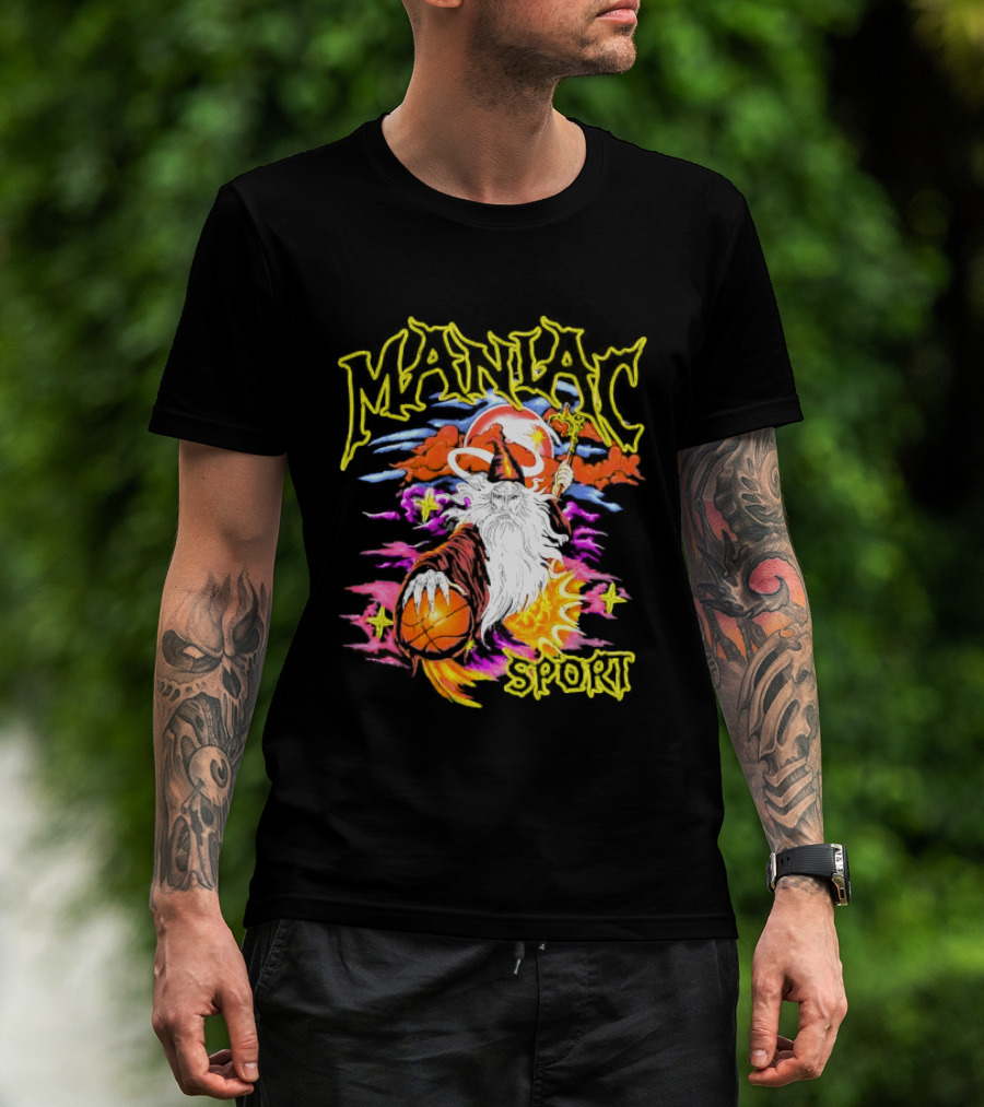 Maniac Sport Wizard Basketball Magic Santa Style Explosion T-Shirt