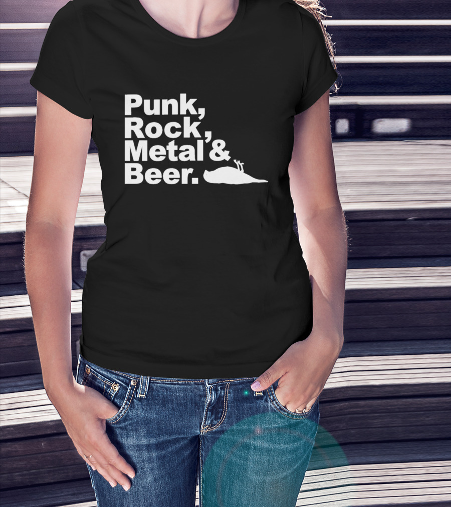 Punk Rock Metal Beer Bird Gesture T-Shirt