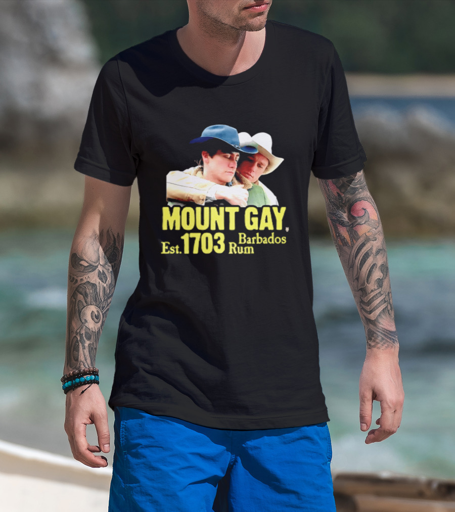 Mount Gay Est 1703 Barbados Rum Brokeback Mountain Cowboys T-Shirt