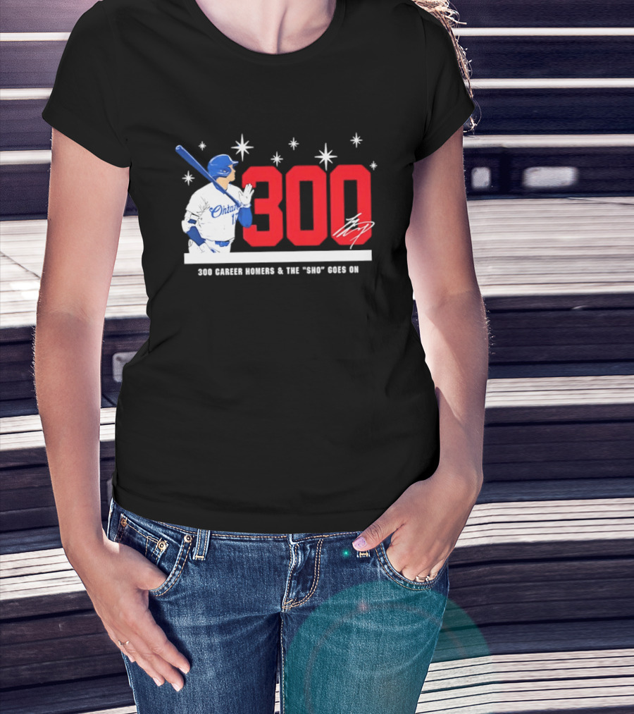 Shohei Ohtani 300 Homers The Sho Goes On Baseball T-Shirt