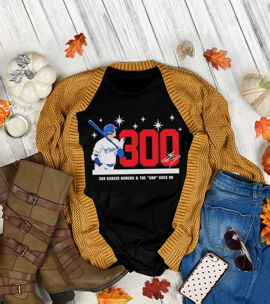 Shohei Ohtani 300 Homers The Sho Goes On Baseball T-Shirt