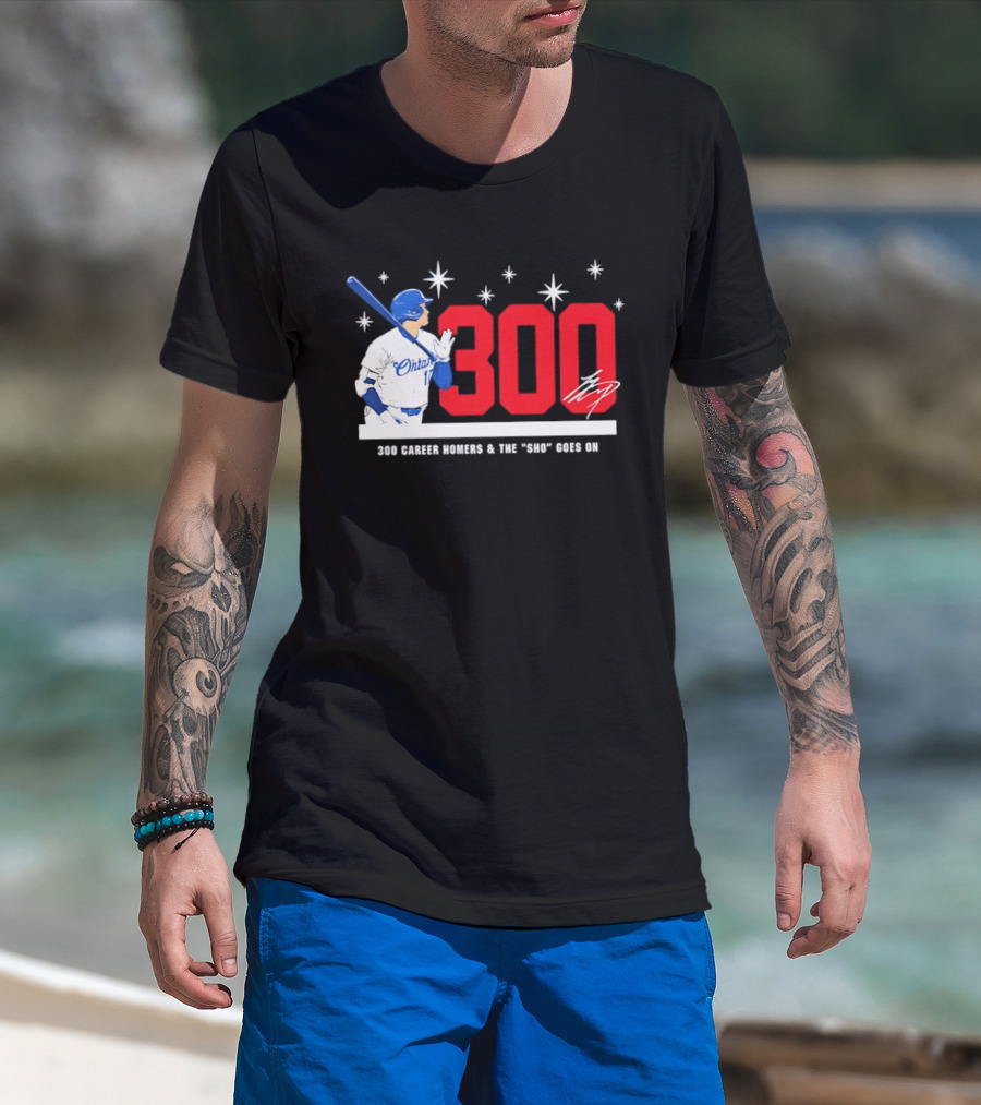 Shohei Ohtani 300 Homers The Sho Goes On Baseball T-Shirt