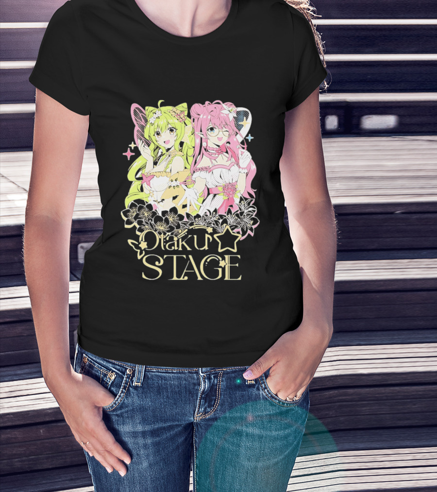 Otaku Stage Manga Kawaii Anime Girls Floral T-Shirt