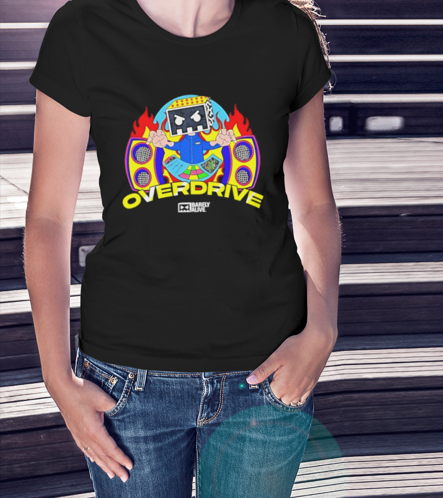 Barely Alive Overdrive EDM Dubstep DJ Skully Speaker Flames T-Shirt