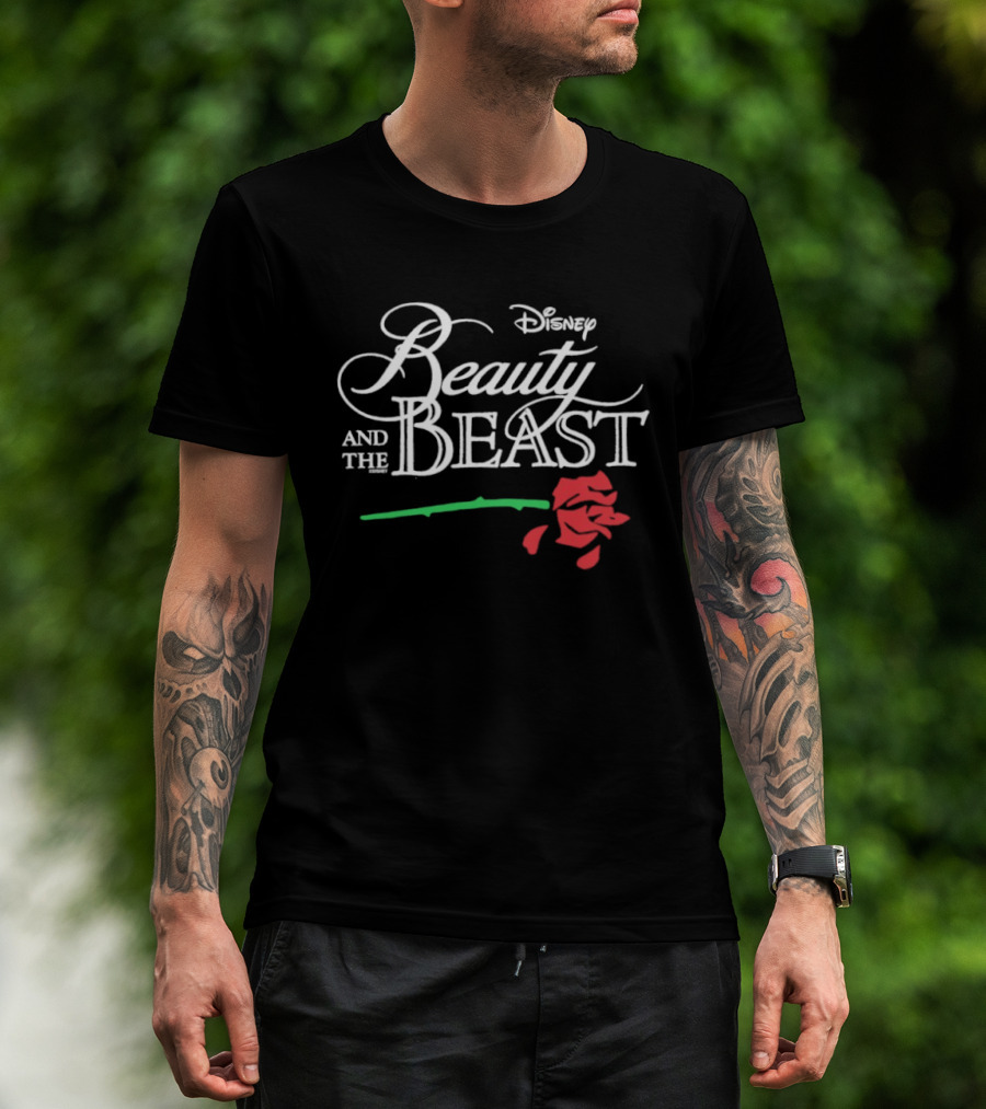 Disney Beauty And The Beast With Red Rose T-Shirt