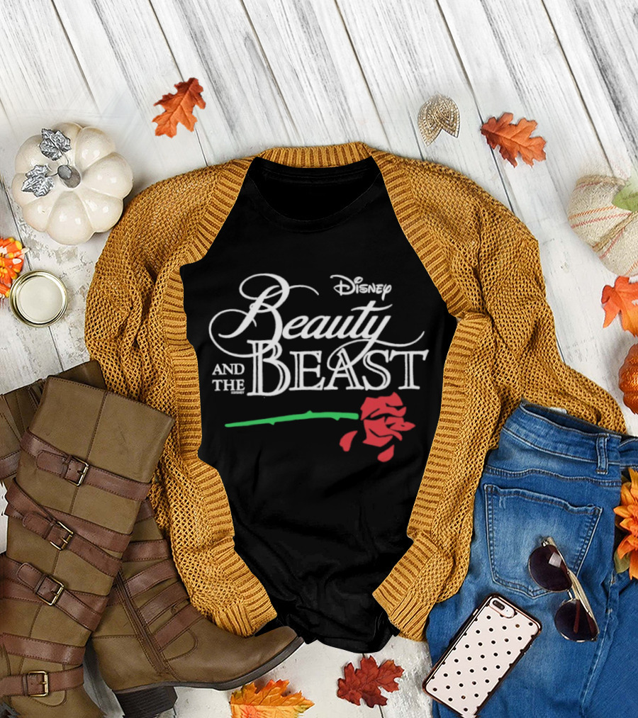 Disney Beauty And The Beast With Red Rose T-Shirt