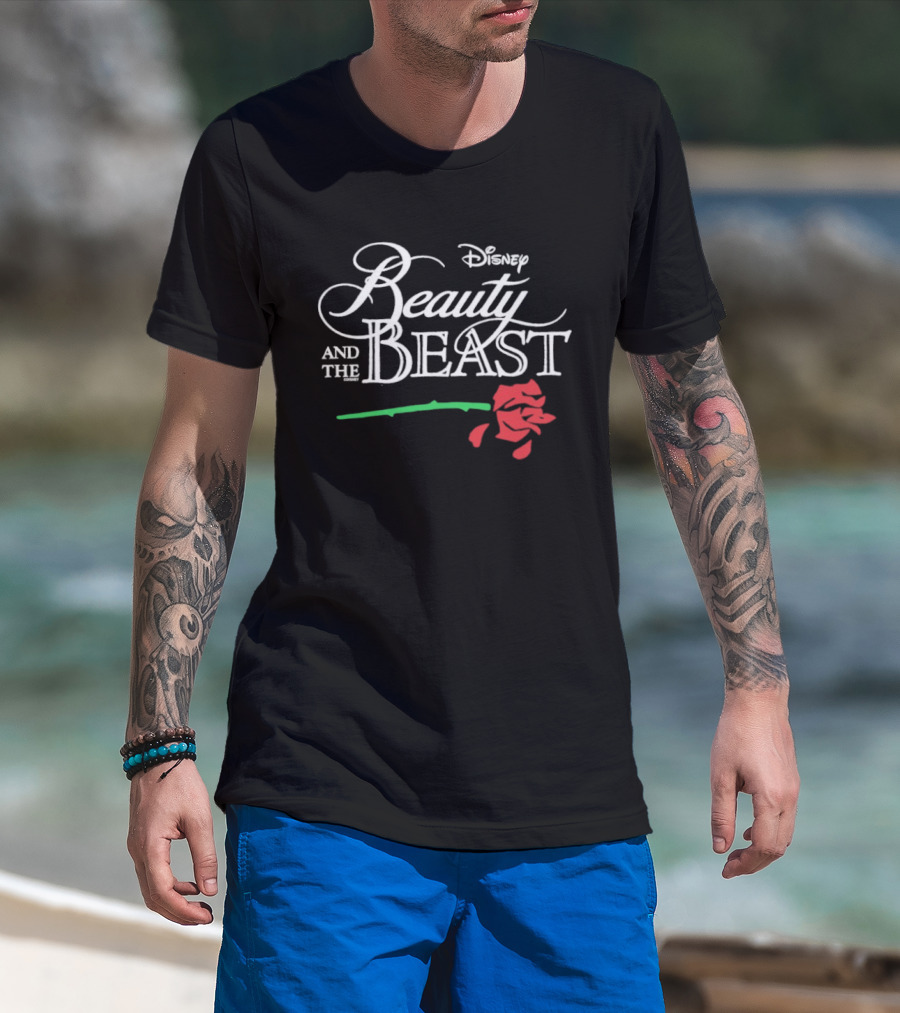 Disney Beauty And The Beast With Red Rose T-Shirt