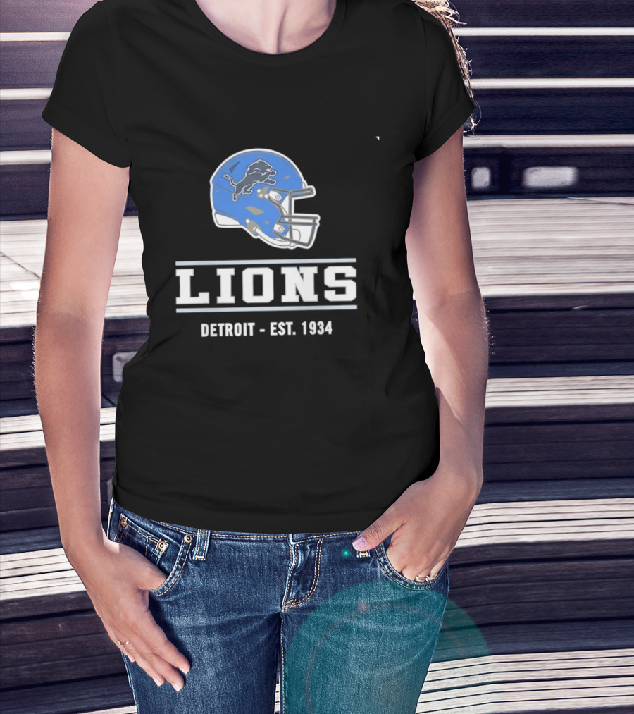 Detroit Lions Helmet Logo Est 1934 Football T-Shirt