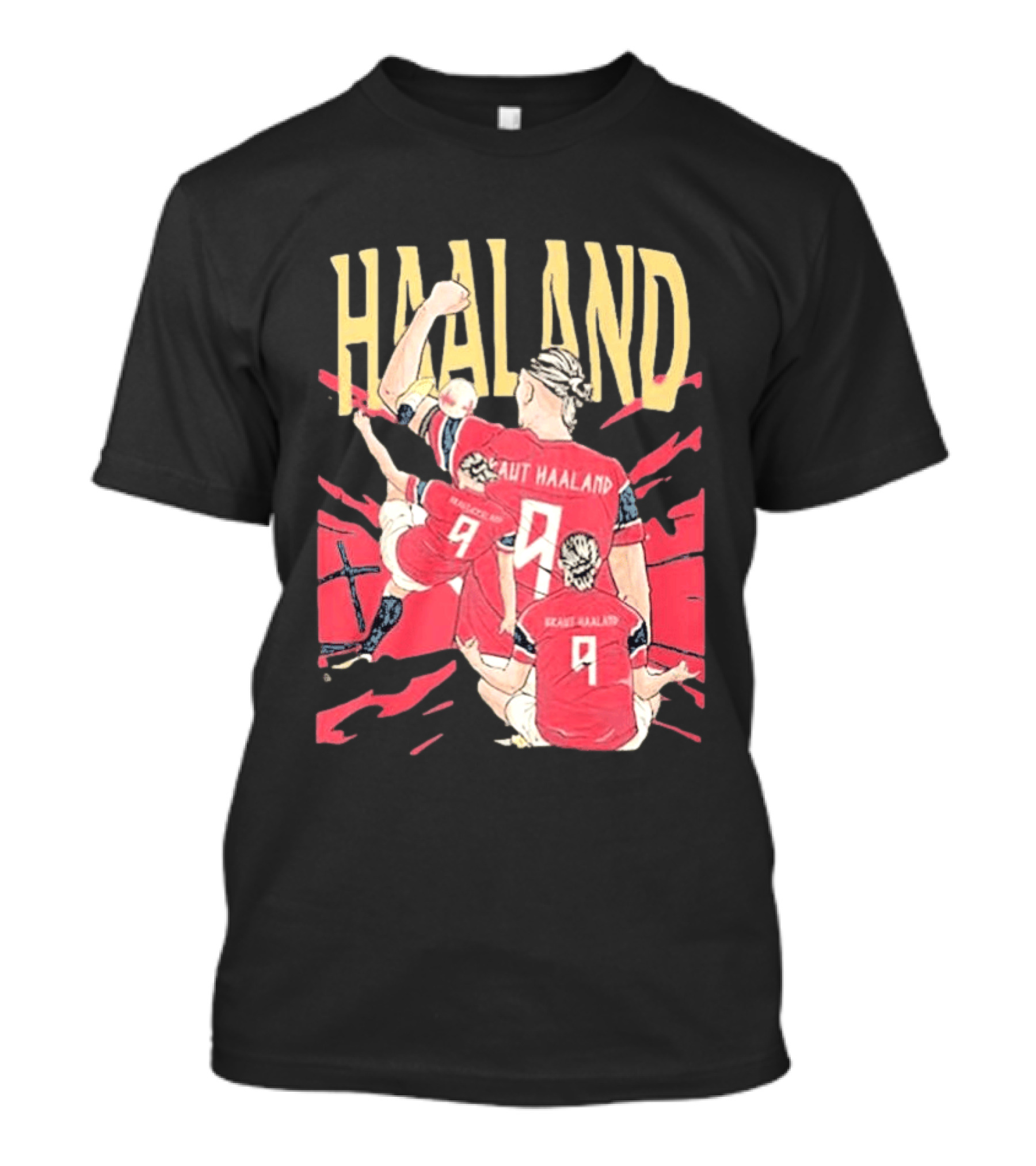 Haaland Cartoon Celebrating Norway Football Number 9 T-Shirt