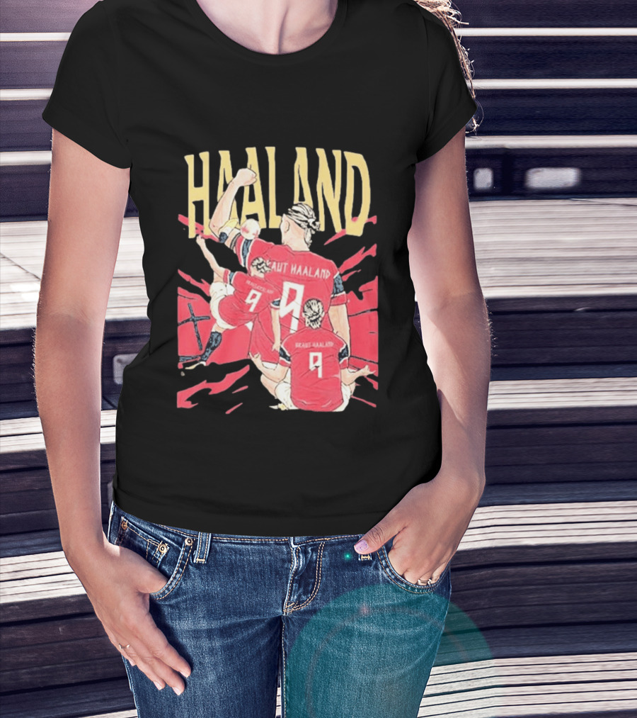 Haaland Cartoon Celebrating Norway Football Number 9 T-Shirt
