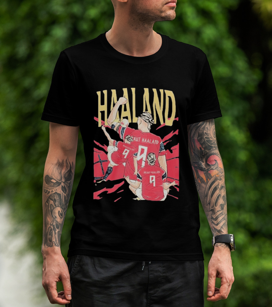 Haaland Cartoon Celebrating Norway Football Number 9 T-Shirt