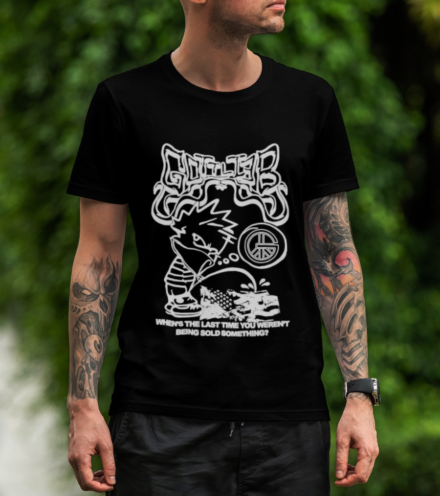 Gottlieb When Is The Last Time You Weren't Being Sold Something Spaceman And Tub Time Childlike Cartoon Sketch T-Shirt