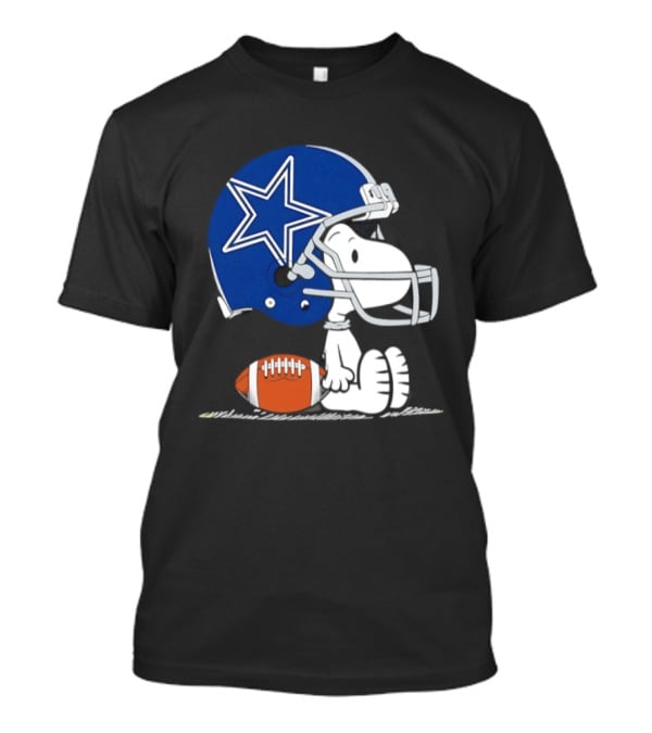 Snoopy Dallas Cowboys Football Helmet Collaboration Peanuts NFL Fan T-Shirt