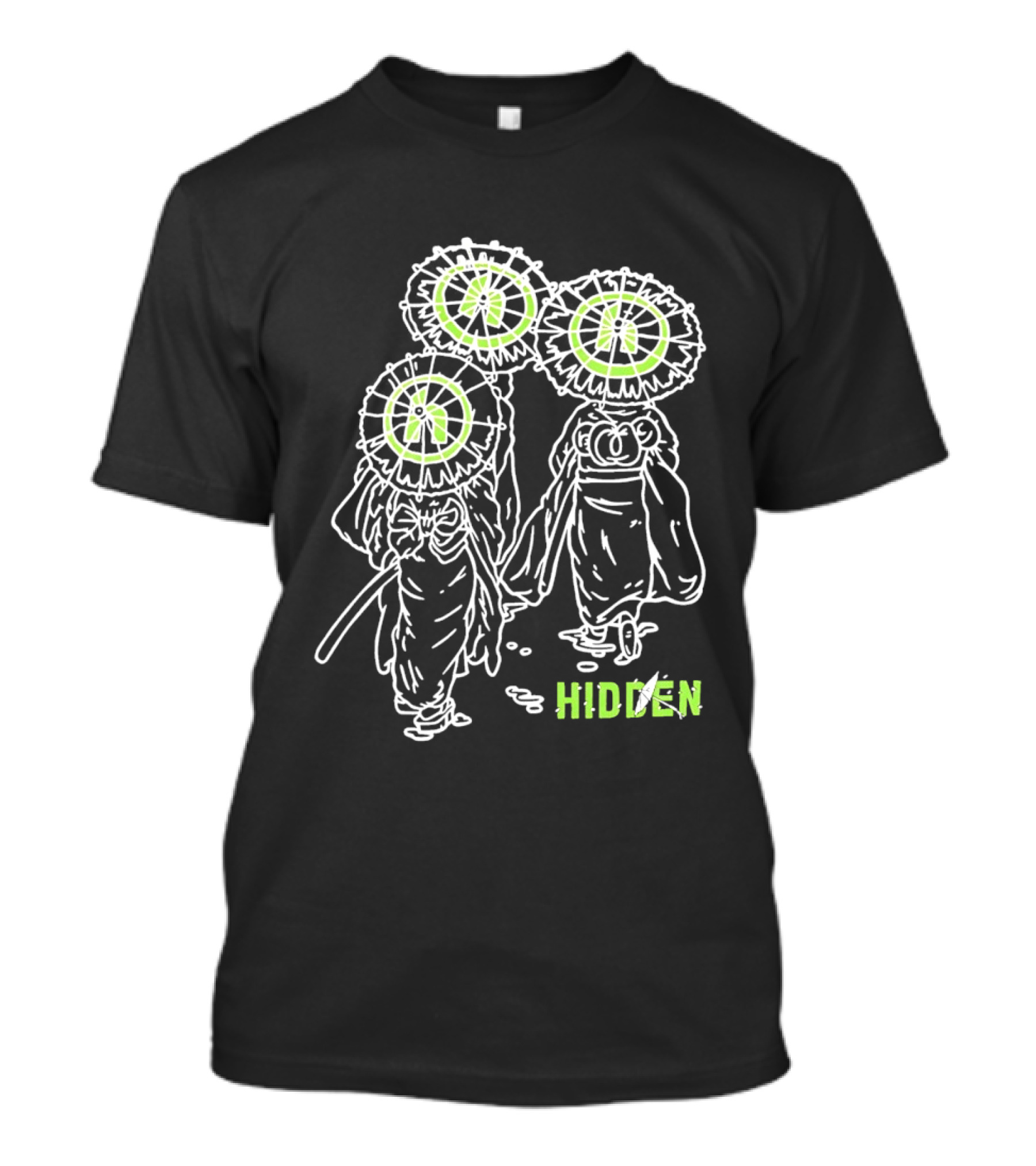 Hidden Dandelion Head Figures Walking Illuminated Halo T-Shirt