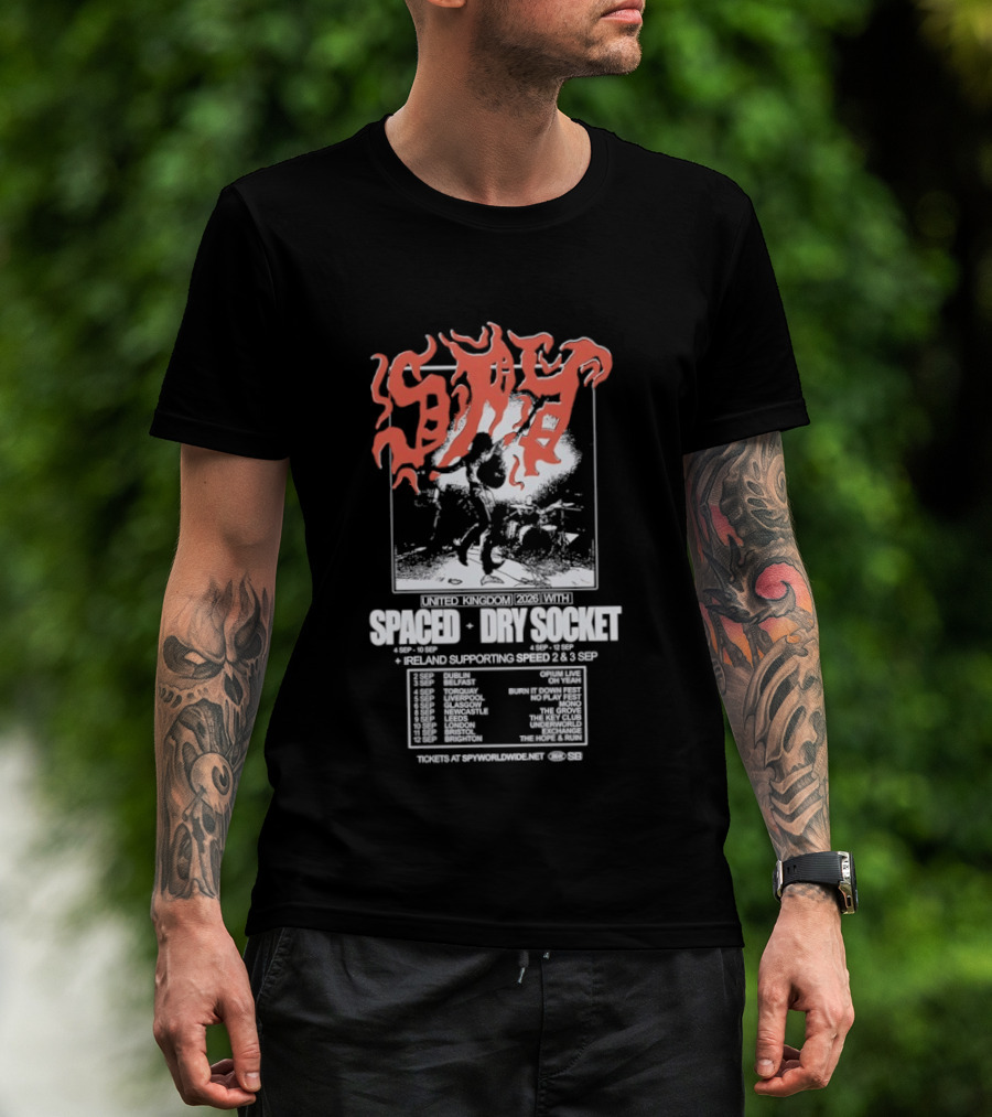 Spaced Dry Socket United Kingdom Ireland Supporting Spring 2026 Tour Dates T-Shirt