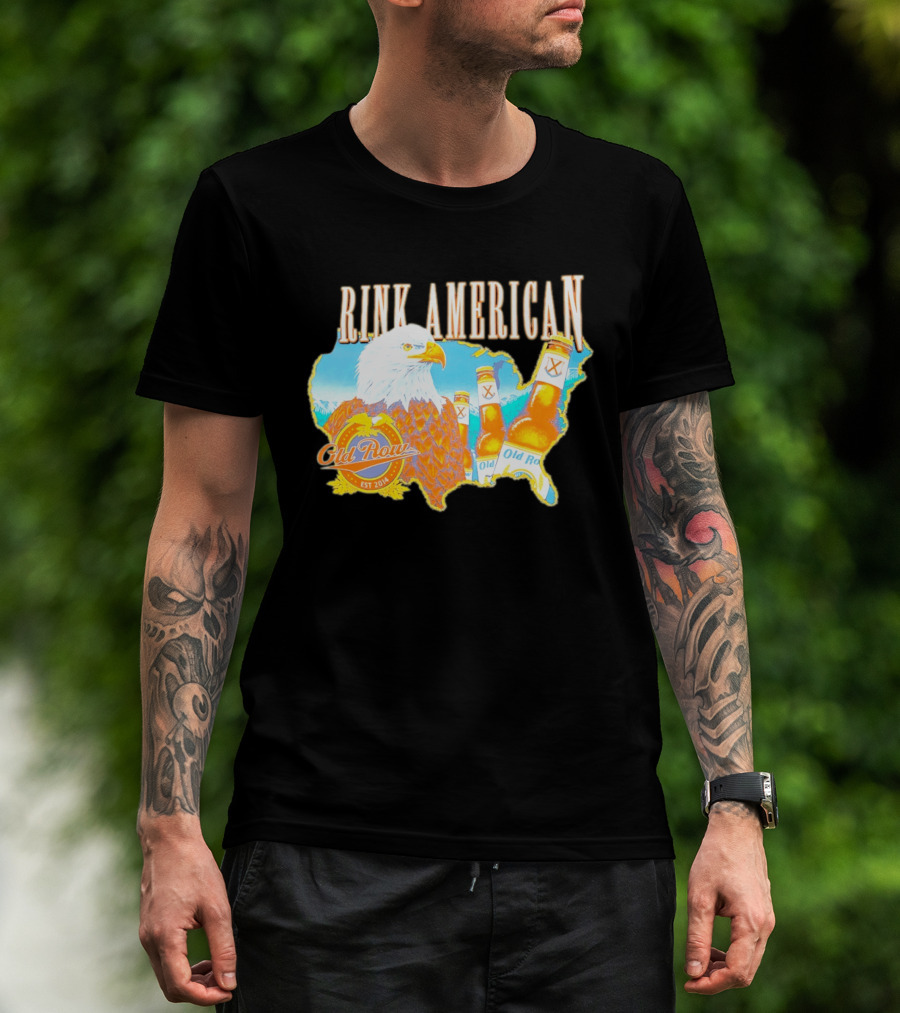 Old Row Drink American Bald Eagle Beer USA Map Rink American T-Shirt