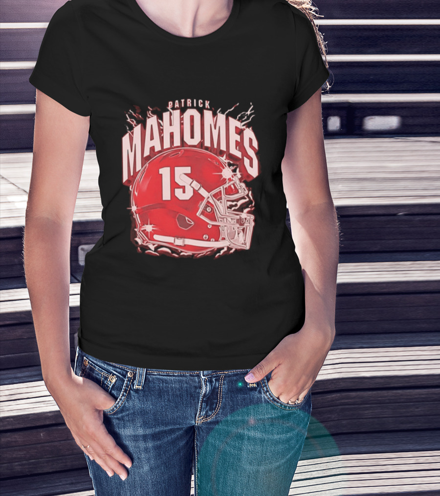 Patrick Mahomes 15 Helmet Kansas City Chiefs Explosion T-Shirt