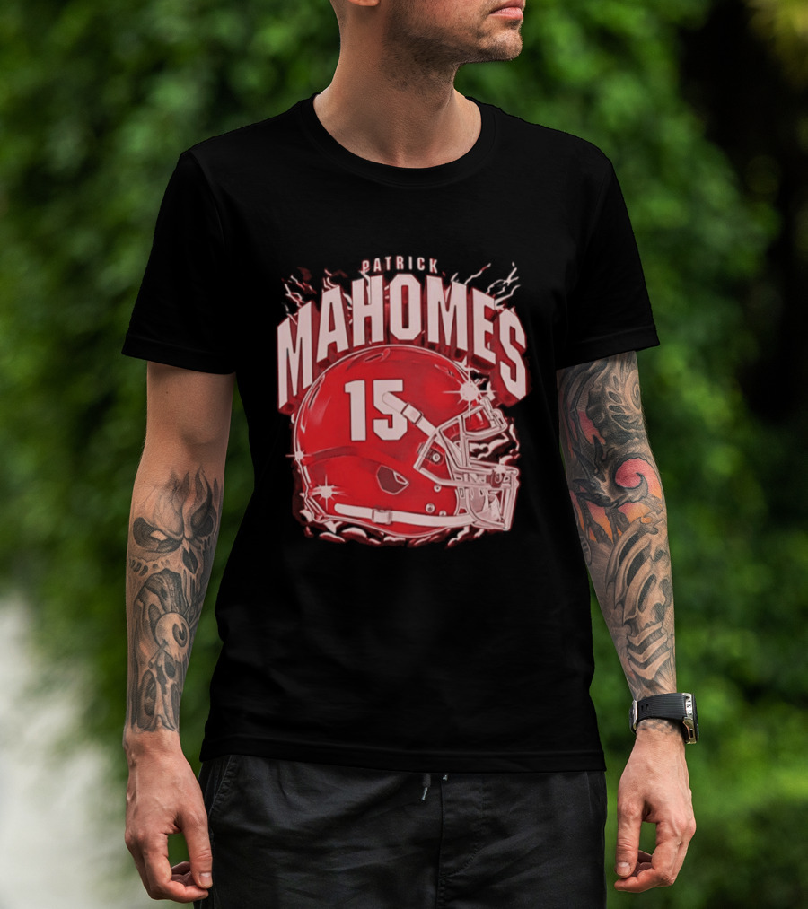 Patrick Mahomes 15 Helmet Kansas City Chiefs Explosion T-Shirt
