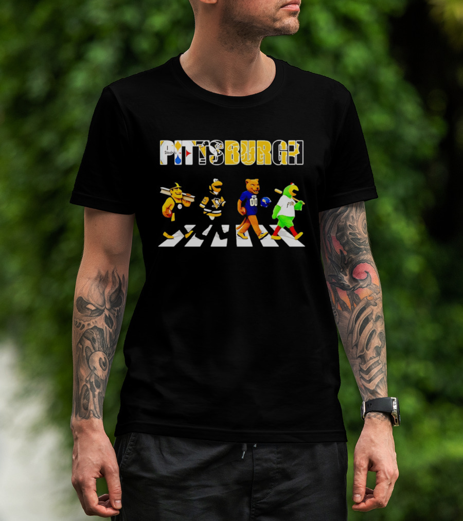 Pittsburgh Steelers Penguins Pitt Panthers Pirates Characters Abbey Road Walk T-Shirt