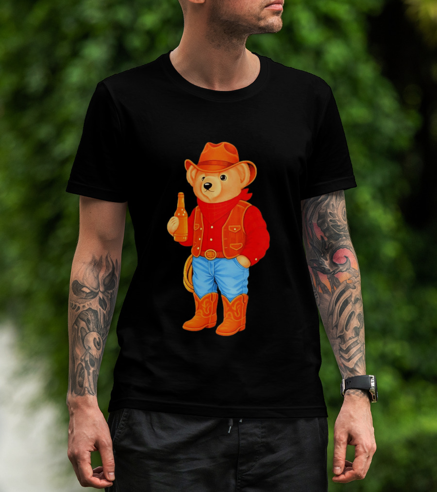 Polo Bear Cowboy Western Boots Hat And Bottle T-Shirt