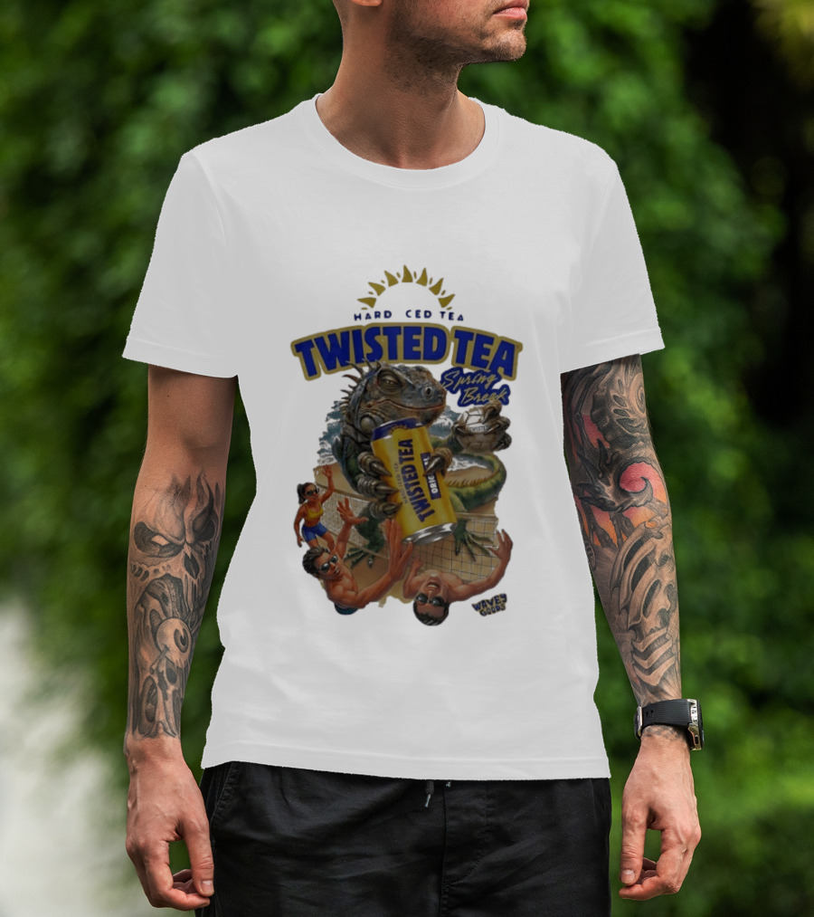 Twisted Tea Hard Iced Tea Spring Break Iguana Volleyball Wave Gods T-Shirt