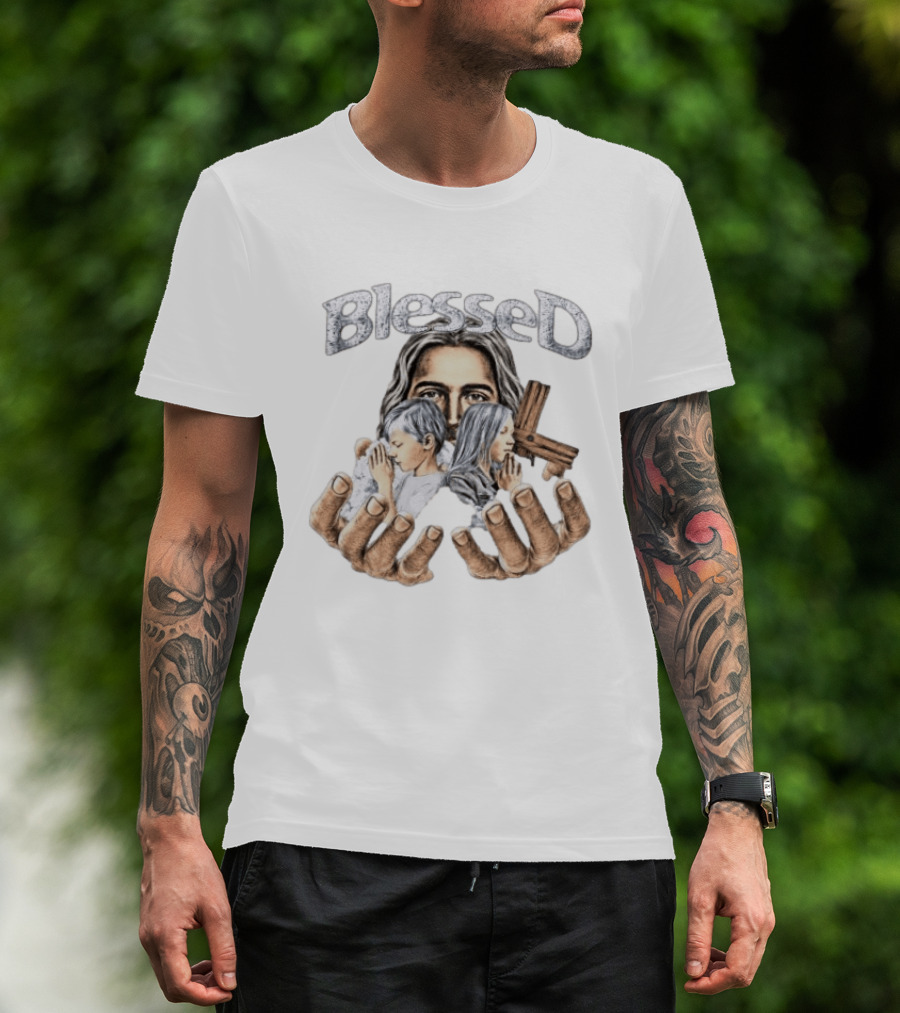 Blessed Jesus With Children And Cross In Hands T-Shirt
