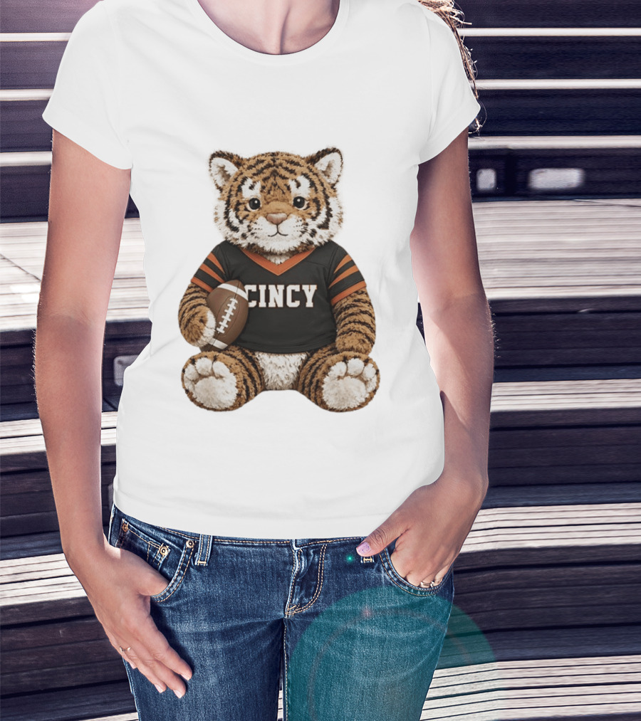 Cincy Bengals Tiger Stuffie With Football T-Shirt