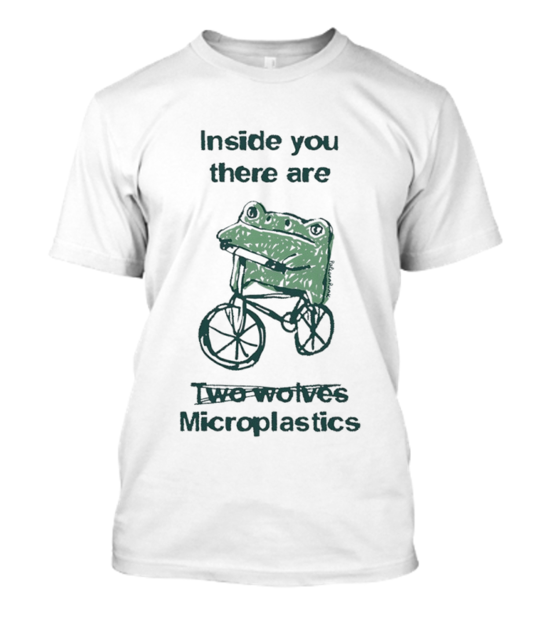 Inside You There Are Two Frogs Riding Bicycle Microplastics T-Shirt