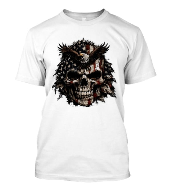 American Flag Eagle Skull USA Patriotic T-Shirt