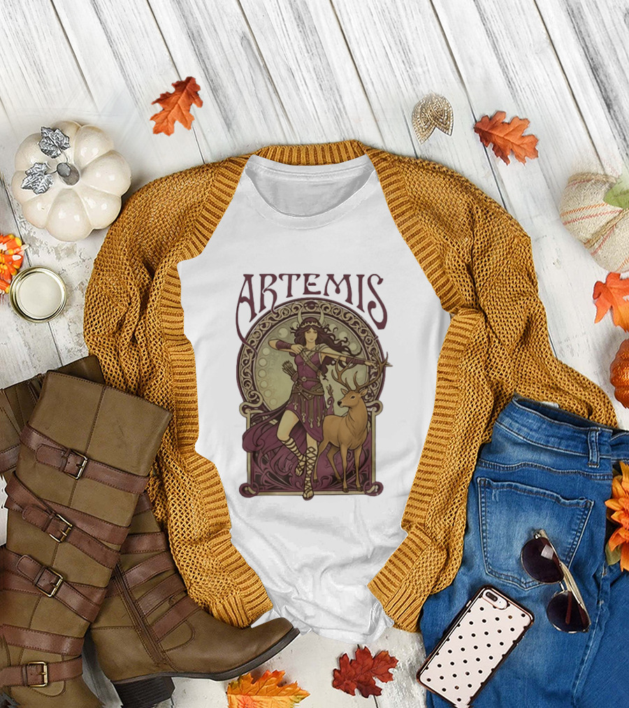 Artemis Greek Goddess Archer With Deer Mythology T-Shirt