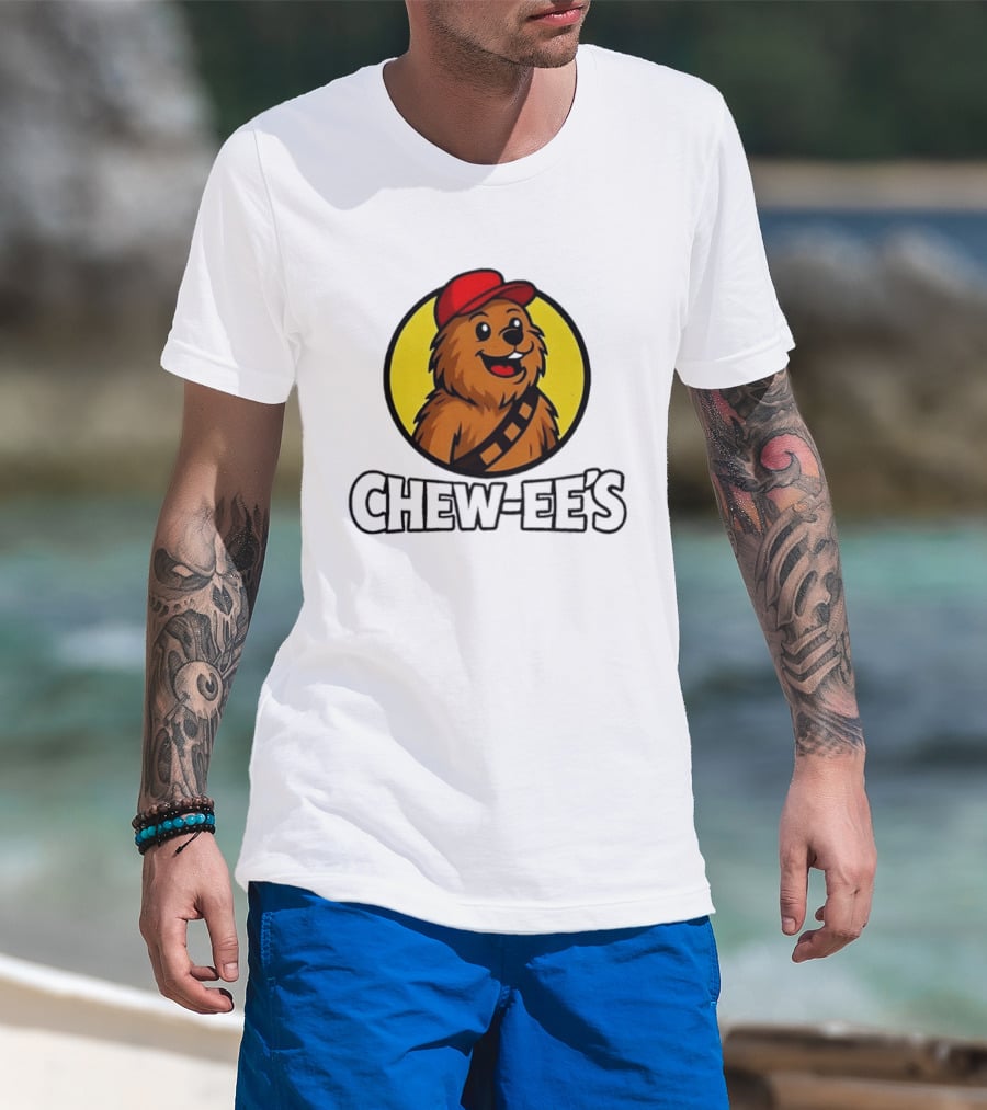 Chew Ee's Chewbacca Fast Food Character With Red Cap T-Shirt